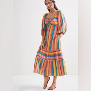 Farm Rio for Anthropology Colorful Striped Women's Dress